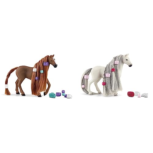 SCHLEICH 42582 Beauty Horse Englisch Vollblut Stute, für Kinder ab 4+ Jahren & 42583 Beauty Horse Quarter Horse Stute, für Kinder ab 4+ Jahren, Horse Club Sofia's Beauties - Spielset von SCHLEICH