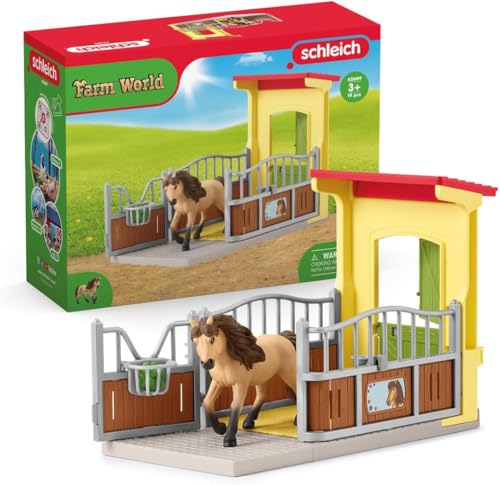 schleich 42609 Ponybox mit Islandpferd Hengst, ab 3 Jahren, FARM WORLD - Spielset, 4 Teile von SCHLEICH