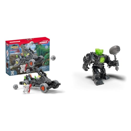 SCHLEICH 42618 Katapult mit Mini Creature, für Kinder ab 7-12 Jahren & 42599 Eldrador Mini Creatures Schatten-Stein-Roboter, für Kinder ab 7-12 Jahren, ELDRADOR Creatures - Sammelfigur von SCHLEICH