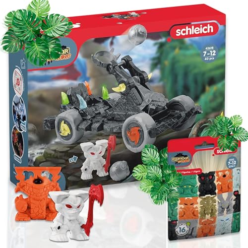 SCHLEICH 42618 Katapult mit Mini Creature Eldrador Mini Creatures Serie 5 81352 - Actionreiche Schlachten und epische Kreaturen-Sammlung! von SCHLEICH