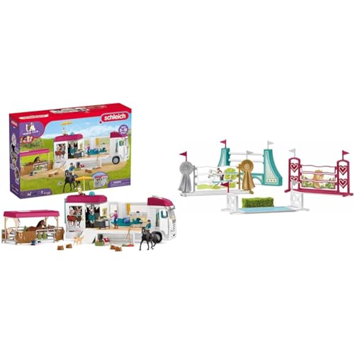 SCHLEICH 42619 Horse Club Pferdetransporter & 42612 Hindernisse Zubehör, für Kinder ab 5-12 Jahren, Horse Club - Zubehör von SCHLEICH