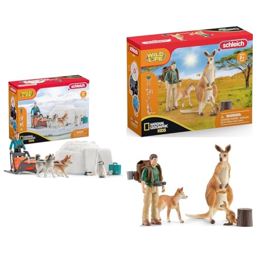 SCHLEICH 42624 Antarktis Expedition Nat Geo, für Kinder ab 3+ Jahren, WILD Life - Spielset & 42623 Outback Abenteuer (NatGeo), für Kinder ab 3+ Jahren, WILD Life - Spielset von SCHLEICH