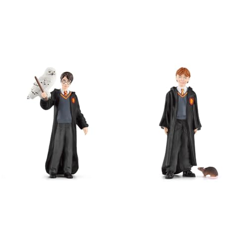 SCHLEICH 42633 Harry Potter & Hedwig, ab 6 Jahren, WIZARDING WORLD - Spielfigur, 4 x 2,5 x 10 cm & 42634 Ron Weasley & Krätze, ab 6 Jahren, WIZARDING WORLD - Spielfigur, 4 x 2 x 10 cm von SCHLEICH