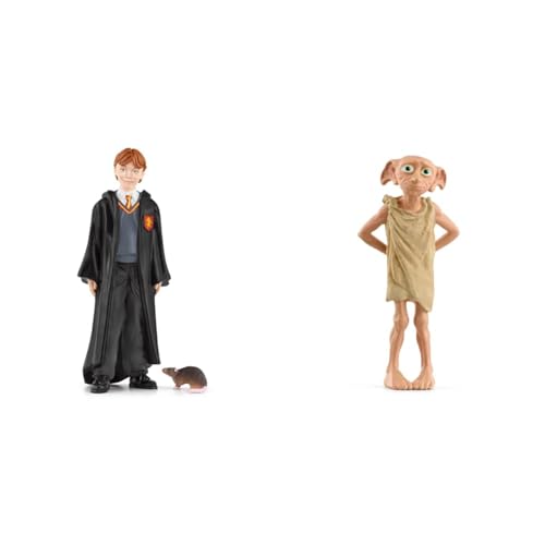 SCHLEICH 42634 Ron Weasley & Krätze, ab 6 Jahren, Wizarding World - Spielfigur, 4 x 2 x 10 cm & 13985 Dobby, ab 6 Jahren, Wizarding World - Spielfigur, 3,5 x 3 x 8 cm von SCHLEICH