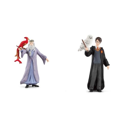 SCHLEICH 42637 Dumbledore & Fawkes, ab 6 Jahren, Wizarding World - Spielfigur, 11 x 4 x 12 cm & 42633 Harry Potter & Hedwig, ab 6 Jahren, Wizarding World - Spielfigur, 4 x 2,5 x 10 cm von SCHLEICH