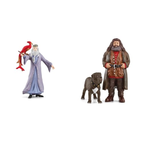 SCHLEICH 42637 Dumbledore & Fawkes, ab 6 Jahren, Wizarding World - Spielfigur, 11 x 4 x 12 cm & 42638 Hagrid & Fang, ab 6 Jahren, Wizarding World - Spielfigur, 8 x 11,5 x 13 cm von SCHLEICH