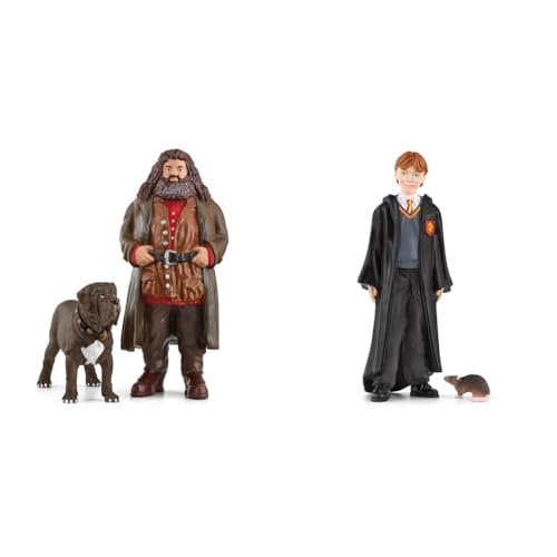 SCHLEICH 42638 Hagrid & Fang, ab 6 Jahren, WIZARDING WORLD - Spielfigur, 8 x 11,5 x 13 cm & 42634 Ron Weasley & Krätze, ab 6 Jahren, WIZARDING WORLD - Spielfigur, 4 x 2 x 10 cm von SCHLEICH