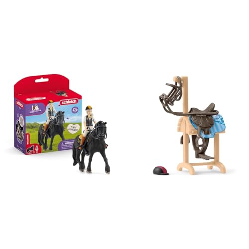 SCHLEICH 42640 Horse Club Tori & Princess, ab 5 Jahren, Horse Club - Spielset, 11 Teile & 42613 Accessoires Pferdetransporter, ab 5 Jahren, Horse Club - Spiel-Zubehör, 9 x 5 x 14 cm von SCHLEICH