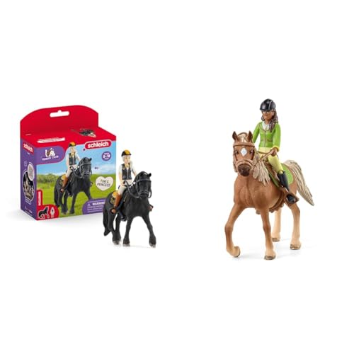 SCHLEICH 42640 Horse Club Tori & Princess, ab 5 Jahren, Horse Club - Spielset, 11 Teile & Horse Club 42542 Sarah und Mystery von SCHLEICH