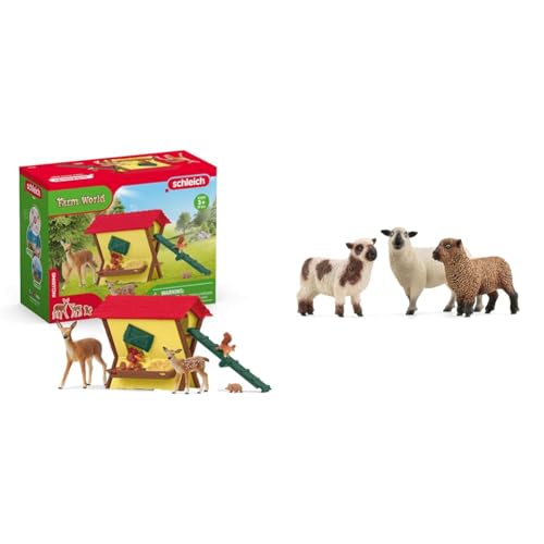 SCHLEICH 42658 Fütterung der Waldtiere, ab 3 Jahren, Farm World - Spielset, 39 Teile & 42660 Schaffreunde, ab 3 Jahren, Farm World - Spielfigur, 5 x 19 x 11 cm von SCHLEICH