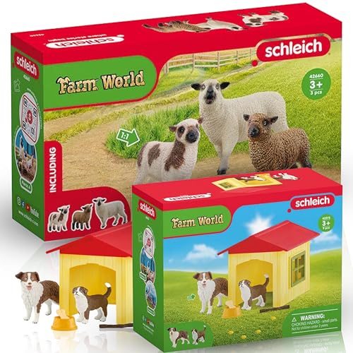 SCHLEICH 42660 Schaffreunde 42573 Hundehütte - Tierisches Spielvergnügen auf dem Bauernhof! von SCHLEICH