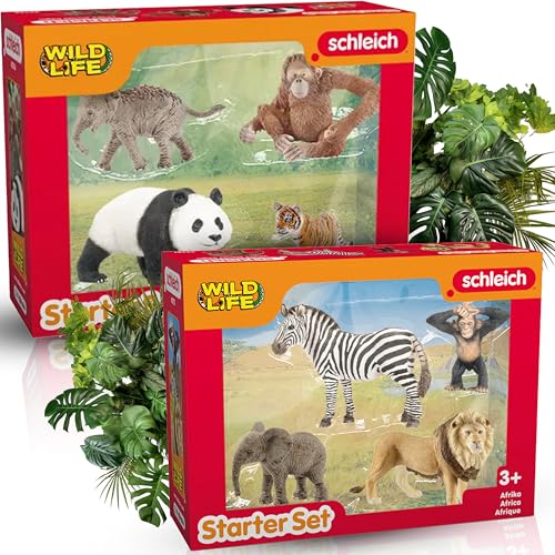 SCHLEICH 42736 WILD Life Asien Starter-Set 42721 WILD Life Afrika Starter-Set - Spannende Abenteuer in den Wildniswelten! von SCHLEICH