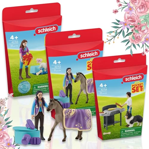 SCHLEICH 42744 Geburtstagsfeier mit Lisa 42754 Barbecue mit Tom 42753 Beauty Set mit Kim - kreativer Spielspaß für jeden Anlass! von SCHLEICH