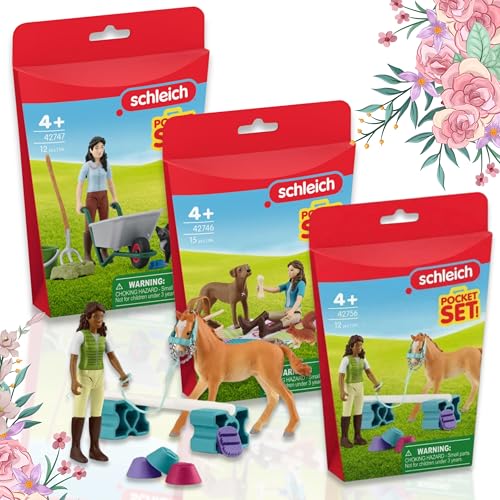 SCHLEICH 42747 Ausmist-und Pflegeset 42756 Trainingsset für Fohlen 42746 Picknick mit Lisa - für kleine Pferdefans mit großen Träumen! von SCHLEICH