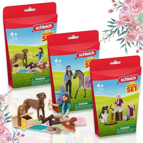 SCHLEICH 42749 Grill-Abenteuer mit Sofia 42746 Picknick mit Lisa 42753 Beauty Set mit Kim - für fantasievolle Geschichten und kreative Pferdeabenteuer! von SCHLEICH