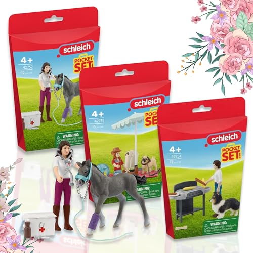 SCHLEICH 42751 Ausflug zum Badesee 42752 Mrs. Kramer mit Fohlen 42754 Barbecue mit Tom - für unvergessliche Momente in der Pferdewelt! von SCHLEICH