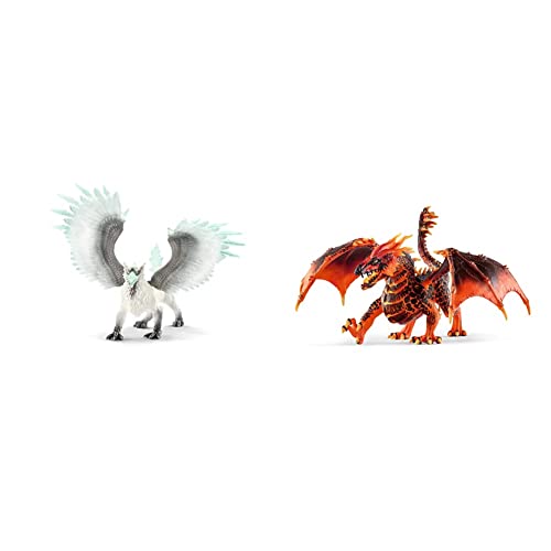 SCHLEICH 70143 EIS Greif, für Kinder ab 7-12 Jahren, ELDRADOR Creatures - Spielfigur & 70138 Lavadrache, für Kinder ab 7-12 Jahren, ELDRADOR Creatures - Spielfigur von SCHLEICH