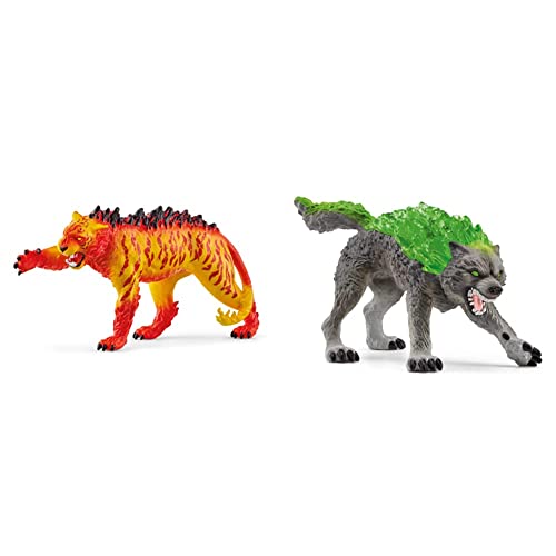 SCHLEICH 70148 Lavatiger, für Kinder ab 7-12 Jahren, ELDRADOR CREATURES - Spielfigur & 70153 Granitwolf, für Kinder ab 7-12 Jahren, ELDRADOR CREATURES - Spielfigur von SCHLEICH