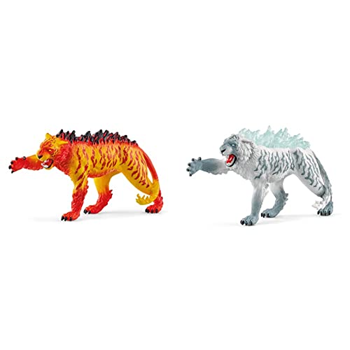 SCHLEICH 70148 Spielfigur - Lavatiger Mehrfarbig & 70147 Spielfigur - Eistiger, Mehrfarbig von SCHLEICH