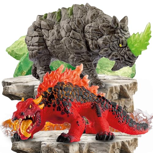 SCHLEICH 70156 Magmawaran 70157 Kampfrhino – Spektakuläre Kreaturen für spannende Fantasyschlachten! von SCHLEICH