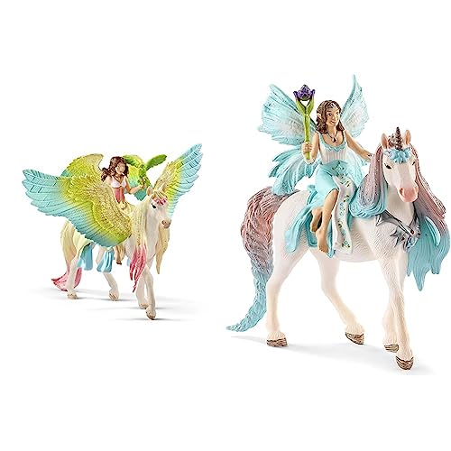 SCHLEICH 70566 Surah mit Glitzer-Pegasus, für Kinder ab 5-12 Jahren, BAYALA - Spielfigur & 70569 Eyela mit Prinzessinnen-Einhorn, für Kinder ab 5-12 Jahren, BAYALA - Spielfigur von SCHLEICH