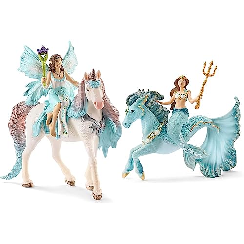 SCHLEICH 70569 Eyela mit Prinzessinnen-Einhorn, für Kinder ab 5-12 Jahren, BAYALA - Spielfigur & 70594 Meerjungfrau-Eyela auf Unterwasserpferd, für Kinder ab 5-12 Jahren, BAYALA - Spielfigur von SCHLEICH