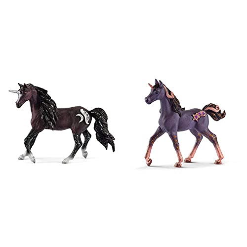 SCHLEICH 70578 - Mond-Einhorn, Hengst & 70580 - Sternschnuppen-Einhorn, Fohlen von SCHLEICH