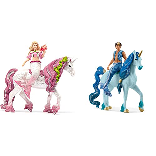 SCHLEICH 70593 Meerjungfrau-Feya auf Unterwassereinhorn, für Kinder ab 5-12 Jahren, BAYALA - Spielfigur & 70718 Aryon auf Einhorn, für Kinder ab 5-12 Jahren, BAYALA - Spielfigur von SCHLEICH