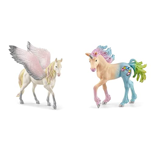 SCHLEICH 70720 Pegasus, für Kinder ab 5-12 Jahren, BAYALA - Spielfigur 70724 Bonbon Einhorn Fohlen, für Kinder ab 5-12 Jahren, BAYALA - Spielfigur von SCHLEICH