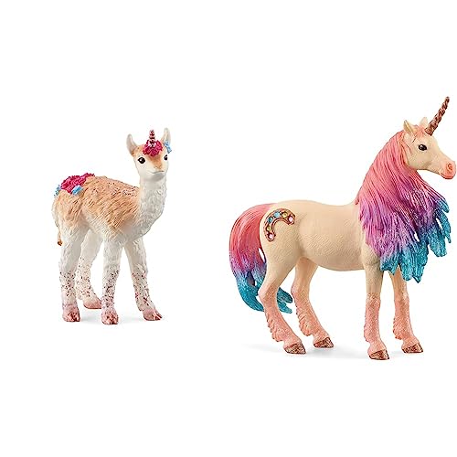 SCHLEICH 70743 Lama Einhorn, für Kinder ab 5-12 Jahren, BAYALA - Spielfigur & 70723 Marshmallow Einhorn Stute, für Kinder ab 5-12 Jahren, BAYALA - Spielfigur von SCHLEICH