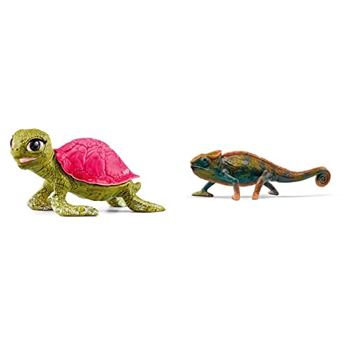 SCHLEICH 70759 Kristall Schildkröte, für Kinder ab 5-12 Jahren, BAYALA - Spielfigur 14858 Chamäleon, für Kinder ab 3+ Jahren, WILD Life - Spielfigur von SCHLEICH