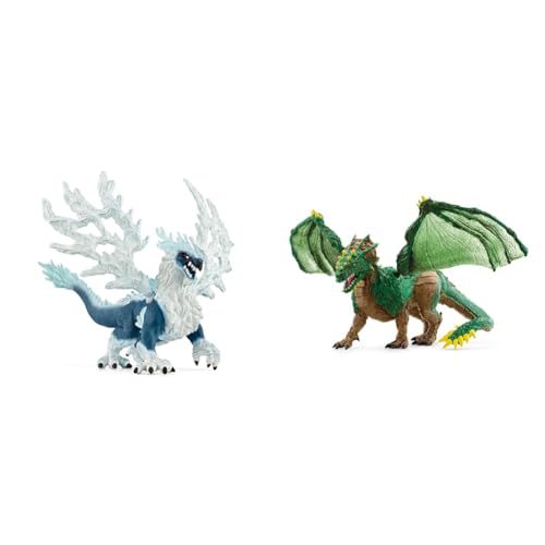 SCHLEICH 70790 Eisdrache, ab 7 Jahren, ELDRADOR Creatures - Spielfigur, 19 x 22 x 13 cm & 70791 Dschungeldrache, ab 7 Jahren, ELDRADOR Creatures - Spielfigur, 19 x 22 x 13 cm von SCHLEICH