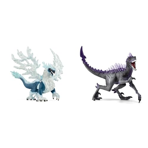 SCHLEICH 70790 Eisdrache, ab 7 Jahren, ELDRADOR Creatures - Spielfigur, 19 x 22 x 13 cm & ELDRADOR Creatures 70154 Schatten Raptor Dinosaurier von SCHLEICH