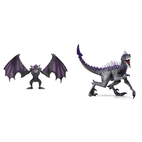 SCHLEICH 70792 Schattenfledermaus, ab 7 Jahren, ELDRADOR Creatures - Spielfigur, 16 x 21 x 14 cm & ELDRADOR Creatures 70154 Schatten Raptor Dinosaurier von SCHLEICH