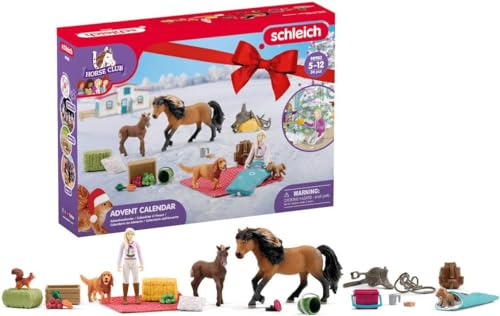 schleich 98982 HORSE CLUB Adventskalender 2023, Spielzeug Adventskalender mit 2x schleich Pferde Figuren, 1x Reiterin, 1x Hund und viel Zubehör, Adventskalender für Kinder ab 5 Jahren von SCHLEICH