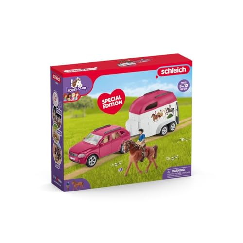 Schleich Auto mit Pferdeanhänger, Set mit 1 Pferd inklusive, Spielfiguren-Set für Kinder ab 5 Jahren von SCHLEICH