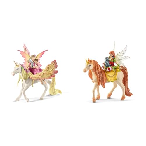 SCHLEICH BAYALA 70568 Fee Feya und Einhorn Pegasus Spielset & BAYALA 70567 Fee Marween und Glitzer Einhorn - 3-Teiliges Spielset von SCHLEICH