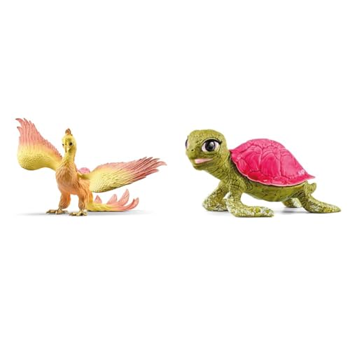 SCHLEICH BAYALA 70760 Phoenix Mythische Fantasy Actionfigur & BAYALA 70759 Pink Sapphire Schildkröte Spielzeugfigur von SCHLEICH