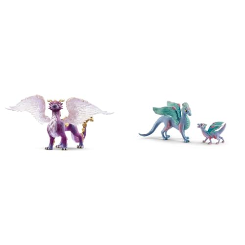 SCHLEICH BAYALA 70762 Nachtdrache - Drache Fantasievolle Mythische Drachenfigur & BAYALA 70592 Fliegende Blumen-Drachenmutter und Babydrache Spielset von SCHLEICH