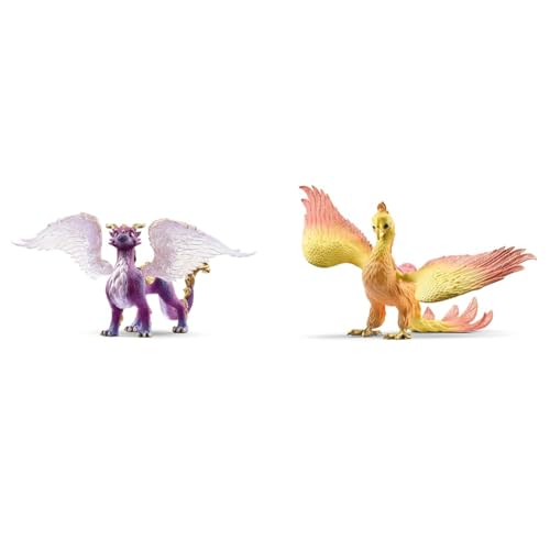 SCHLEICH BAYALA 70762 Nachtdrache - Drache Fantasievolle Mythische Drachenfigur & BAYALA 70760 Phoenix Mythische Fantasy Actionfigur von SCHLEICH