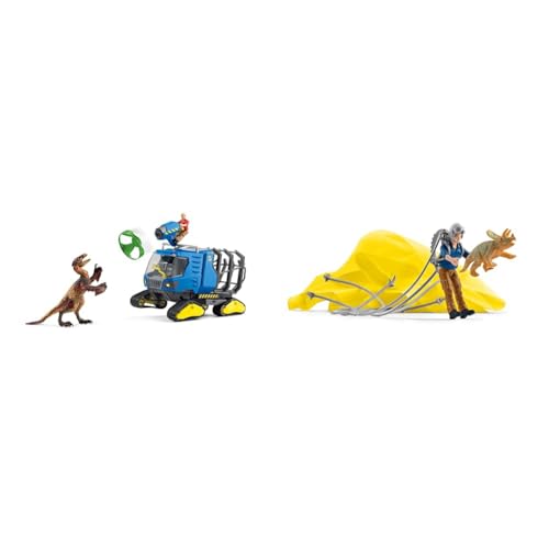 SCHLEICH Dinosaurs 42604 - Realistischer Dakotaraptor Dino & 41471 Dino Fallschirmrettung, für Kinder ab 5-12 Jahren, Dinosaurs - Spielset von SCHLEICH