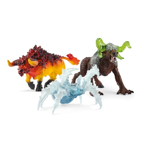 SCHLEICH Eldrador Creatures 3-teiliges Monster Toys Geschenkset inklusive Rock Beast, Ice Spider & Fire Bull Actionfiguren von SCHLEICH