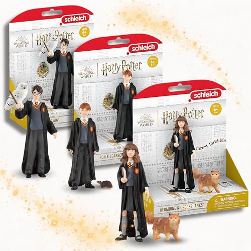 SCHLEICH Harry Potter Figuren-Set: Harry & Hedwig, Ron & Krätze, Hermine & Krummbein – Magische Begleiter und detailgetreue Helden für Fans und Sammler der Zauberwelt. von SCHLEICH