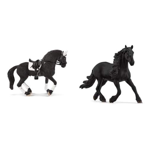 SCHLEICH Horse Club 42457 4-TLG Turnier Reithengst Spielset & 13975 Friese Hengst, ab 5 Jahren, Horse Club - Spielfigur, 5 x 16 x 11 cm von SCHLEICH