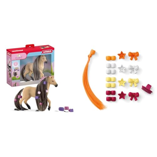 SCHLEICH Horse Club 42580 Sofia's Beauties Andalusierstuten Pferde-Beauty Set mit Bürste & 42616 Haar-Clips Zubehör, für Kinder ab 4+ Jahren, Horse Club Sofia's Beauties - Zubehör von SCHLEICH