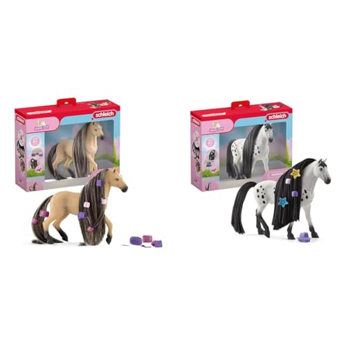 SCHLEICH Horse Club 42580 Sofia's Beauties Andalusierstuten Pferde-Beauty Set mit Bürste & Horse Club 42622 Sofia's Beauties Knabstrupper Hengst Styling Set von SCHLEICH