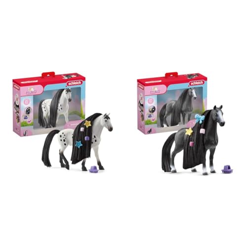 SCHLEICH Horse Club 42622 Sofia's Beauties Knabstrupper Hengst Styling Set & Horse Club 42620 Sofia's Beauties Quarter Horse Stute Styling Set von SCHLEICH