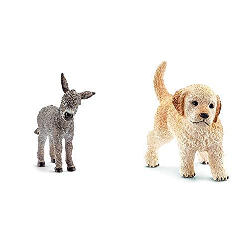 Schleich 13746 - Esel Fohlen & 16396 - Golden Retriever Welpe von SCHLEICH