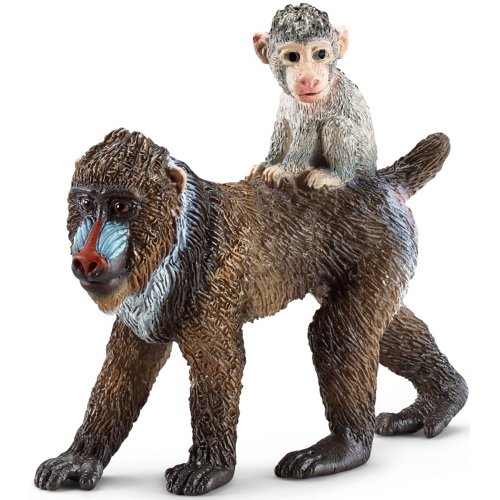 Schleich 14716 - Mandrill Weibchen mit Baby, Minifigur von SCHLEICH