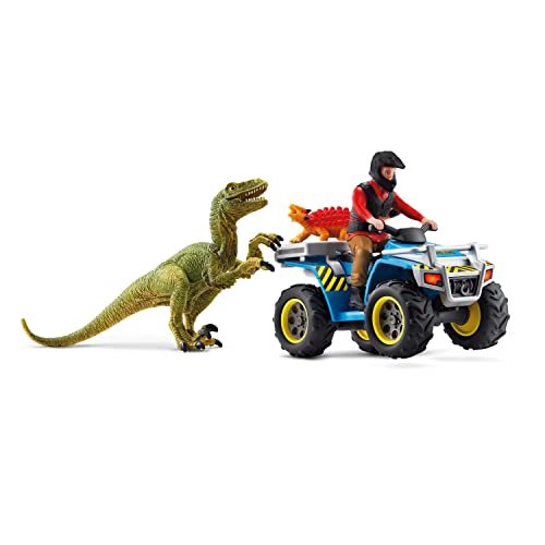 schleich DINOSAURS 41466 Dinosaurs Velociraptor und Baby Dino Abenteuer Spielset mit Quad und Fahrer - Prähistorisches Großes Dino-Spielzeug 5er-Set Dinosaurier Spielzeug ab 4 Jahren von SCHLEICH